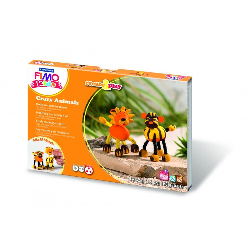 Kit Fimo Kids Animaux fous Lion et Tigre – Staedtler