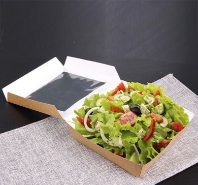 Boîte à salade kraft PLA 1500 ml 19 x 19 cm par 25