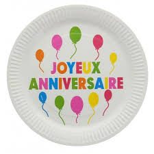 Assiette carton JOYEUX ANNIVERSAIRE par 10