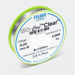 Fil à souder Felder ISO-Core “Clear” Sn100Ni + Sn99,3CuNiGe 0.25mm 0.05kg