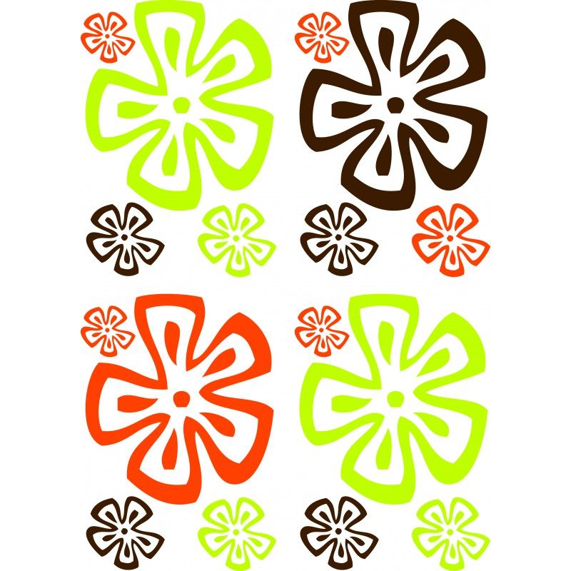 Stickers A4 Papillons Petites Fleurs Vert,Marron et Orange – Erica