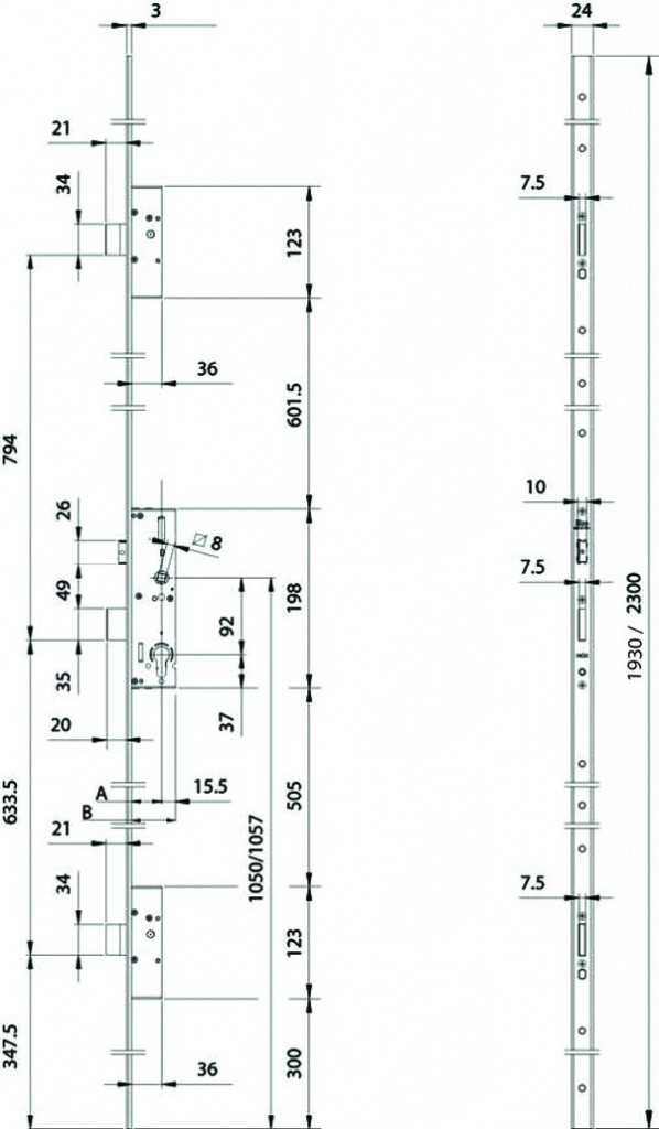 SER. PERFORMA 3PTS A30 T.PLATE INOX 2300X24X3MM PENE RECTILIGNE SS GACH