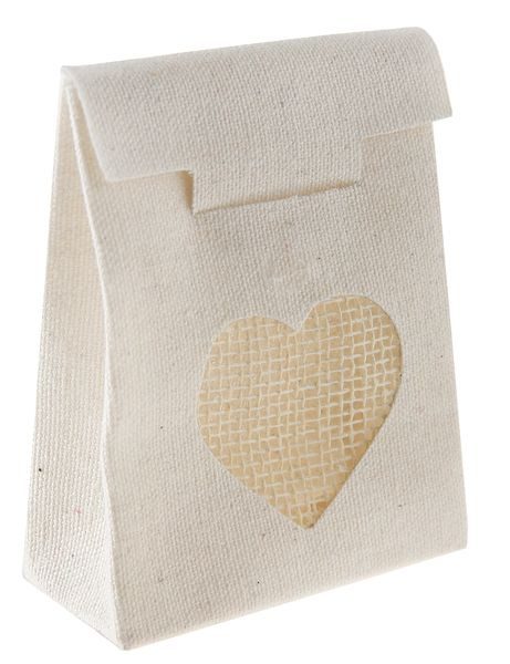 Boîte dragée Sachet avec cœur coton naturel par 4