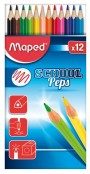 12 CRAYONS DE COULEURS TRIANGULAIRE MAPED SCHOOL PEPS