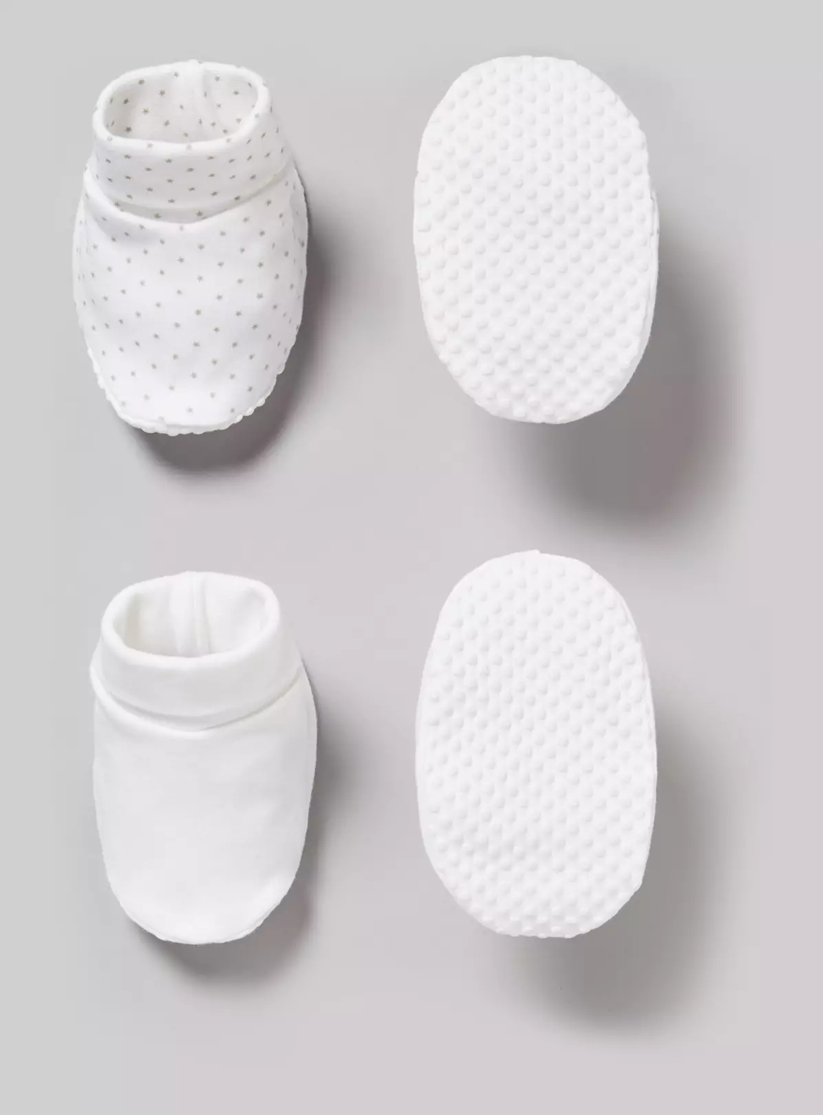 White Printed Booties 2 Pack – 3-6 months