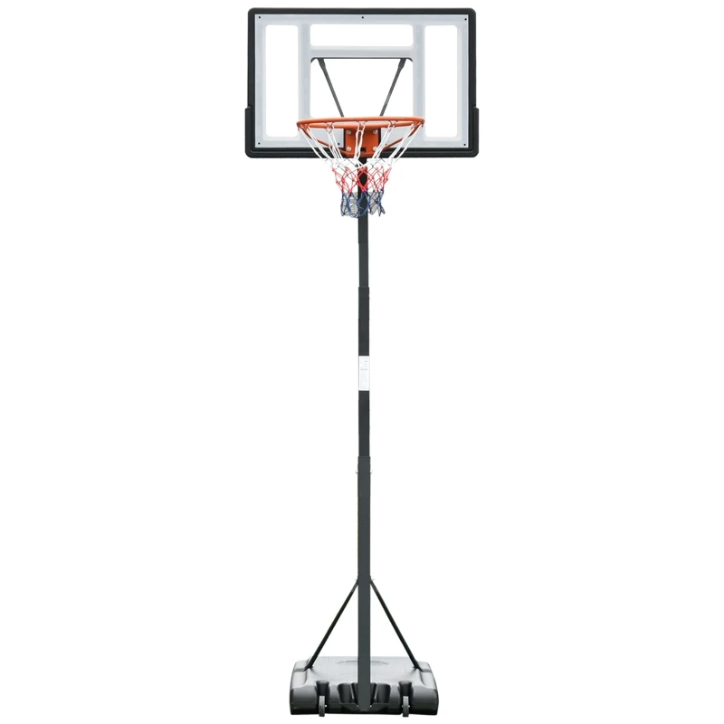 HOMCOM Panier de Basket-Ball sur pied avec poteau panneau, base de lestage sur roulettes hauteur réglable panier 2,55 – 3,05 m usage intérieur extérieur noir blanc