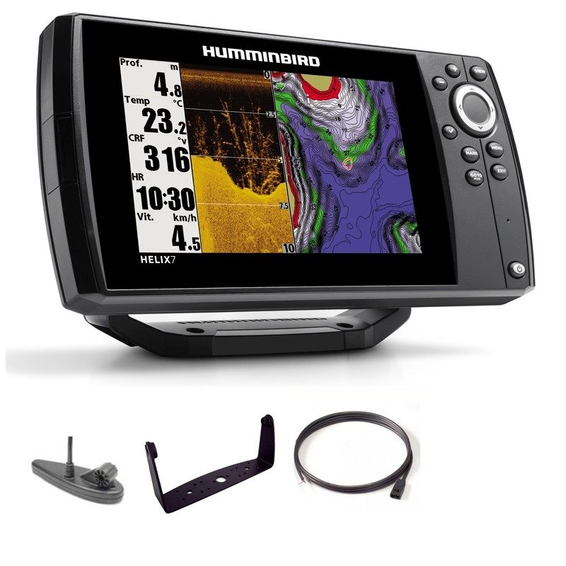 Sondeur GPS Humminbird Hélix 7 G3 CHIRP MEGA DI + Sonde 140/240/1075/1150 KHz