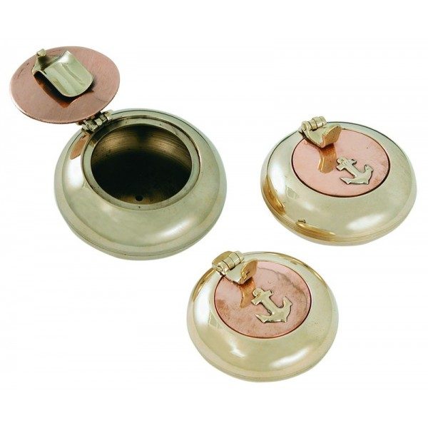 Cendrier ancre marine laiton couvercle bronze