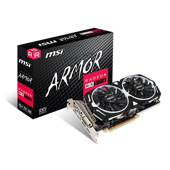 MSI Radeon RX 570 Armor OC – 8 GO Radeon RX 570, 1268 MHz, PCI-Express 16x, 8 Go, 7000 MHz