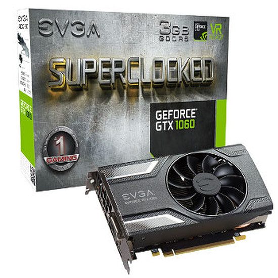 EVGA GeForce GTX 1060 SC Gaming – 3 Go GeForce GTX 1060, 1607 MHz, PCI-Express 16x, 3 Go, 8008 MHz