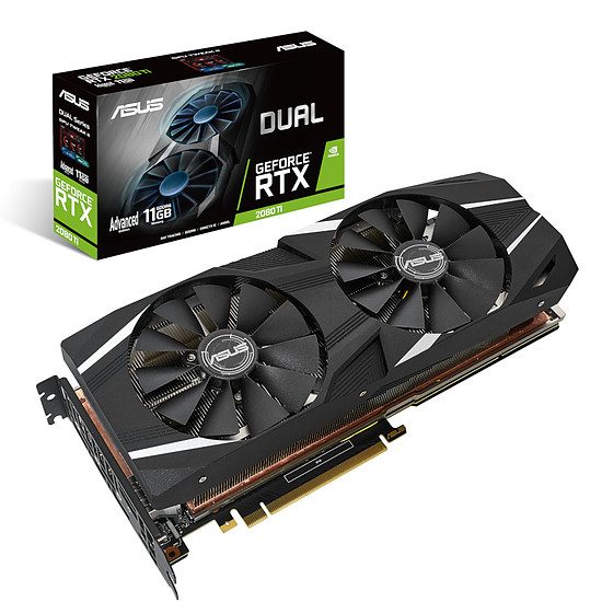 Asus GeForce RTX 2080 Ti Dual – 11 Go GDDR6 GeForce RTX 2080 Ti, PCI-Express 16x, 11 Go