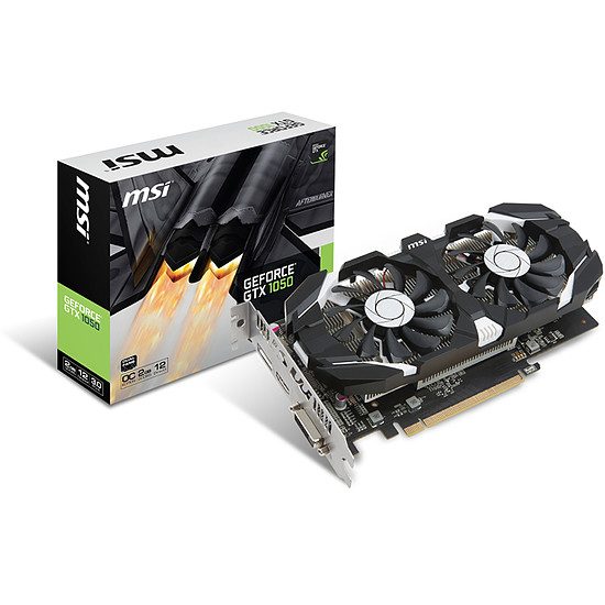 MSI GeForce GTX 1050 2GT OCV1 – 2 Go GeForce GTX 1050, 1404 MHz, PCI-Express 16x, 2 Go, 7008 MHz