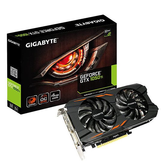 Gigabyte GeForce GTX 1050 Ti Windforce OC – 4 Go GeForce GTX 1050 Ti, 1328 MHz (1354 MHz OC Mode), PCI-Express 16x, 4 Go, 7008 MHz