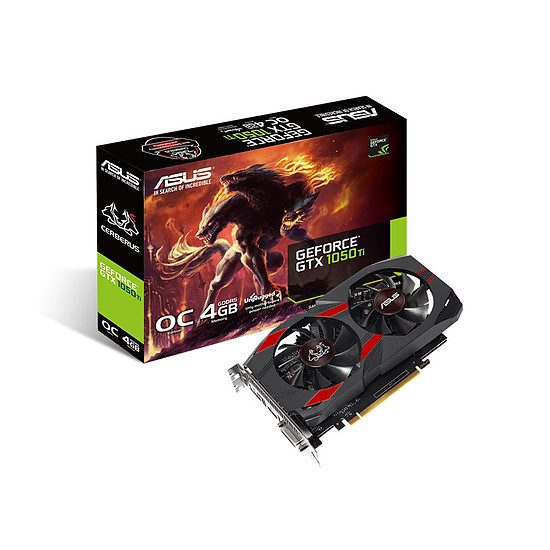 Asus Cerberus GeForce GTX 1050 Ti OC – 4 Go GeForce GTX 1050 Ti, 1341 MHz (1366 MHz OC mode), PCI-Express 16x, 4 Go, 7008 MHz