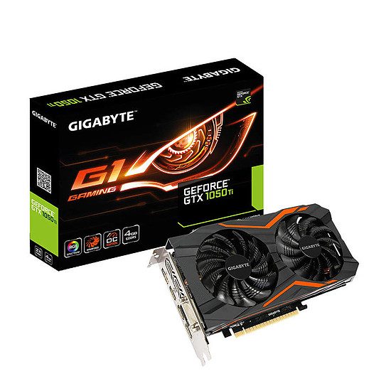 Gigabyte GeForce GTX 1050 Ti G1 Gaming – 4 Go GeForce GTX 1050 Ti, 1366 MHz (11392 MHz OC Mode), PCI-Express 16x, 4 Go, 7008 MHz
