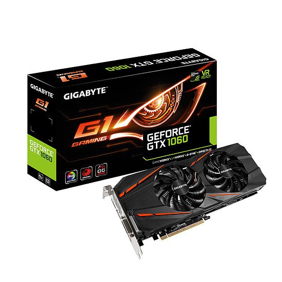 Gigabyte GeForce GTX 1060 G1 Gaming – 6 Go GeForce GTX 1060, 1594 MHz (1620 MHz OC Mode), PCI-Express 16x, 6 Go, 8008 MHz