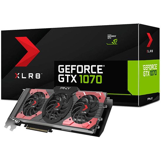 PNY GeForce GTX 1070 XLR8 OC Gaming – 8 Go GeForce GTX 1070, 1607 MHz, PCI-Express 16x, 8 Go, 8000 MHz