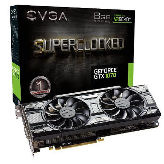 EVGA GeForce GTX 1070 SC Gaming Black Edition – 8 Go GeForce GTX 1070, 1594 MHz, PCI-Express 16x, 8 Go, 8008 MHz