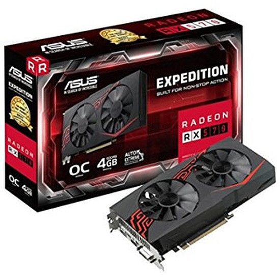 Asus Radeon RX 570 OC Expedition – 4 Go Radeon RX 570, 1256 MHz (1266 MHz Mode OC), PCI-Express 16x, 4 Go, 7000 MHz