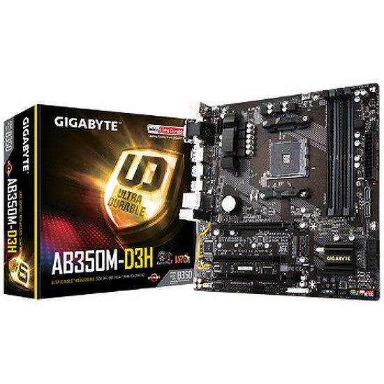 Gigabyte GA-AB350M-D3H Jeu, Socket AM4, AMD B350, 2 ports PCI-Express 16x, 3200 MHz (DDR4), SATA Revision 3.0 (6 Gb/s), 1