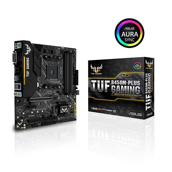 Asus TUF B450M-PLUS GAMING Jeu, Socket AM4, AMD B450, 2 ports PCI-Express 16x, 3200 MHz (DDR4), SATA Revision 3.0 (6 Gb/s), 1