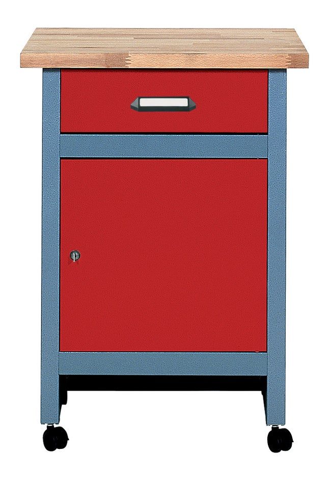 Table d’établi de mécanicien KUPPER, 60 cm, rouge, 1 tiroir et 1 porte