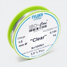Fil à souder Felder ISO-Core “Clear” Sn100Ni + Sn99,3CuNiGe 1.0mm 0.1kg