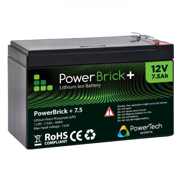 Batterie Lithium Etanche PowerTeck Powerbrick+ 12V 7.5Ah