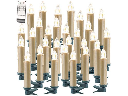 30 bougies LED sans fil avec télécommande XMS-35.r – Doré