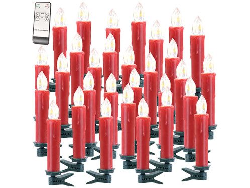 30 bougies LED sans fil avec télécommande XMS-35.r – Rouge