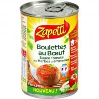 Plat cuisiné boulettes bœuf sauce tomate Zapetti