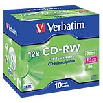 10 CD-RW – Verbatim – 700 Mo – vitesse 12x – Réinscriptible