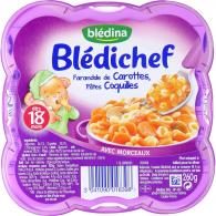 Plat bébé Blédichef dès 18 mois, carottes pâtes coquilles Blédina