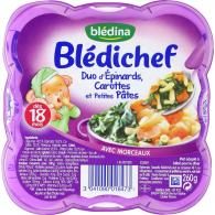 Plat bébé Blédichef dès 18 mois, épinards carottes pâtes Blédina