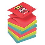 6 Blocs de notes repositionnables – Post-it – Z-Notes Super Sticky – Coloris vitaminé – 76 x 76 mm