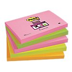 5 Blocs Notes repositionnables – Post-it® – Super Sticky néon – 76 x 127 mm