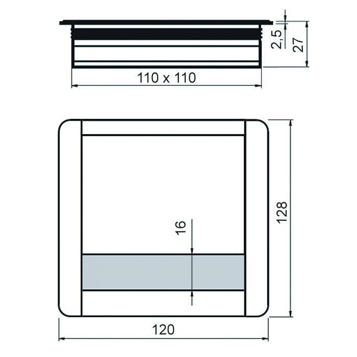 PASSE CABLE NOIR 120*128*27 FERMETURE EN DOUCEUR