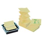 Post-it® Lot 12 blocs Z-Notes jaunes recyclés 76x76mm avec dévidoir Millenium offert