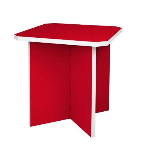 Table carrée en carton rouge