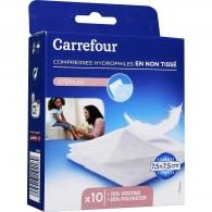 Compresses stériles hydrophiles en non tissé Carrefour