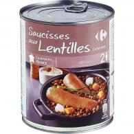 Plat cuisiné saucisses lentilles Carrefour