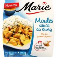 Plat cuisiné moules curry riz/graines pavot Marie