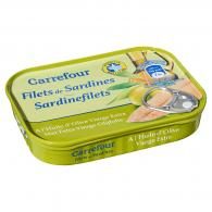 Filets de sardines à l’huile d’olive vierge extra Carrefour