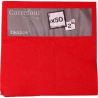 Serviettes papier rouge 33×33 cm Carrefour Home