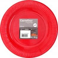 Assiettes carton 23 cm rouge Carrefour Home