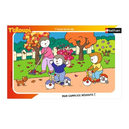 Puzzle cadre Tchoupi fait du vélo 15 pièces