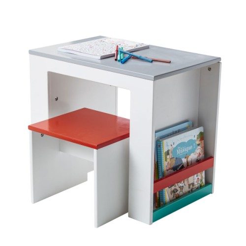 Bureau avec rangements extra-plat et son tabouret