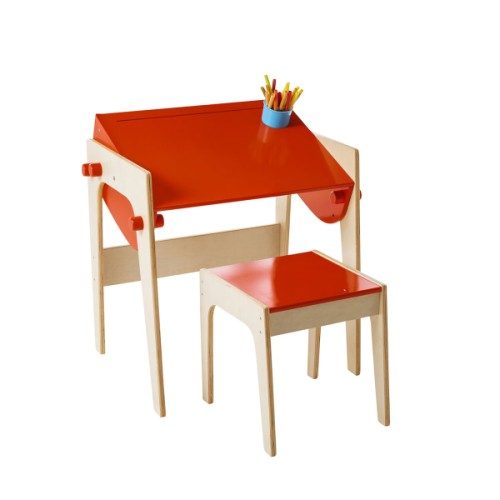 Bureau architecte naturel orange et son tabouret