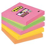 5 Blocs Notes repositionnables – Post-it® – Super Sticky – couleurs assorties – 76 x 76 mm