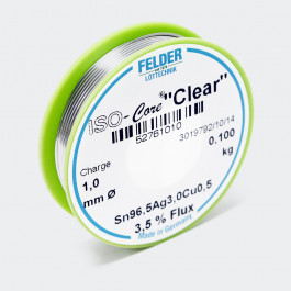 Felder Lötdraht Iso-Core “Clear” SAC305 Sn96.5Ag3Cu0.5 1.0mm 0.1kg